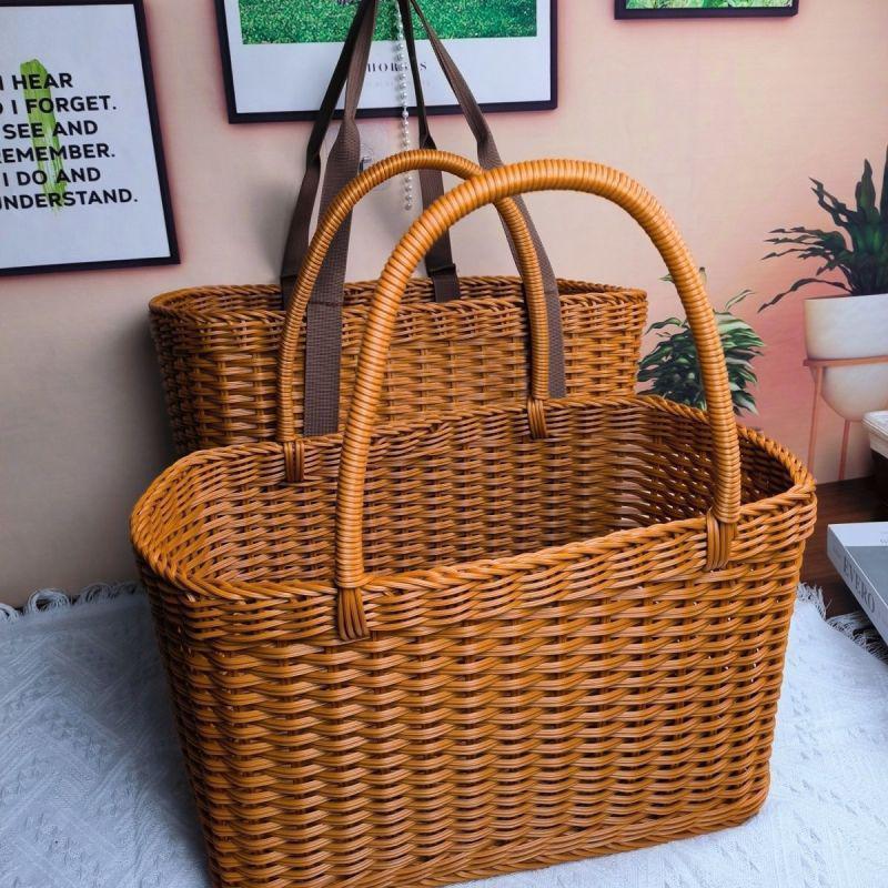 Handcrafted Woven Shopper Basket Kalsten
