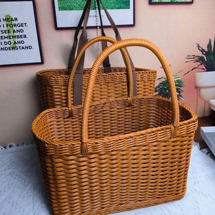 Handcrafted Woven Shopper Basket Kalsten