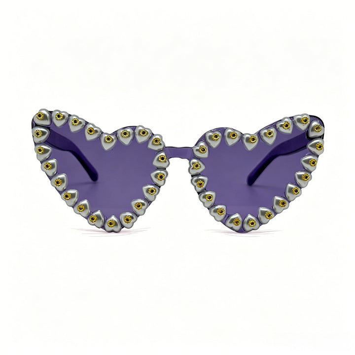 Women Heart-Shaped Sunglasses with Extravagant Jewelry Details Kalsten