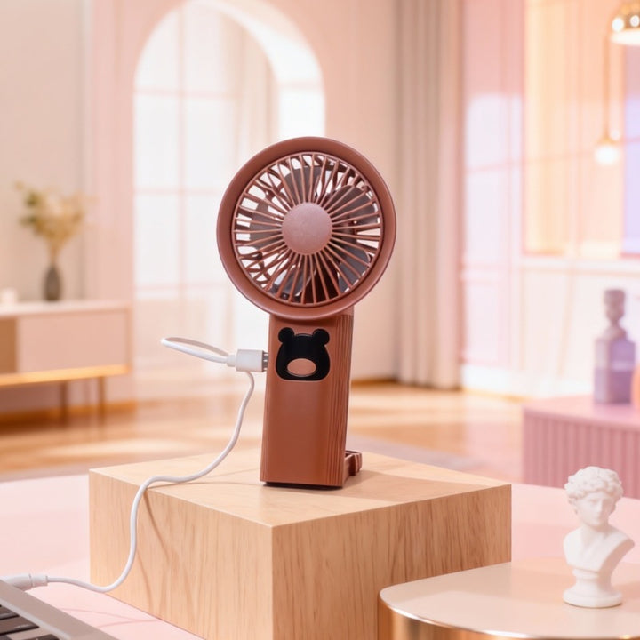 Women Portable Handheld Fan with Cute Bear Design Kalsten