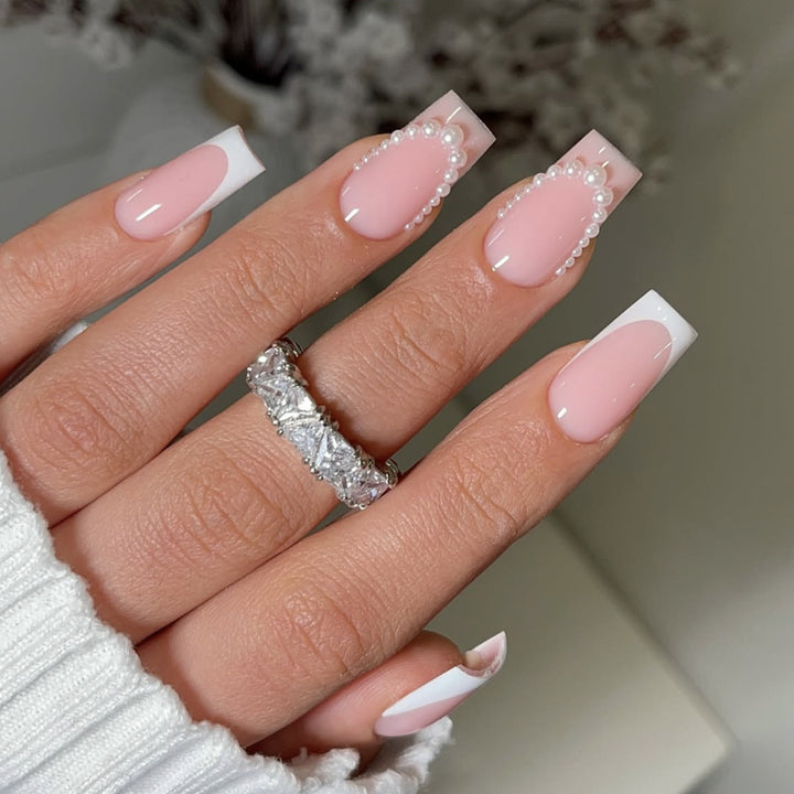 Elegant Pearl-Accent Acrylic Nail Art Set Kalsten
