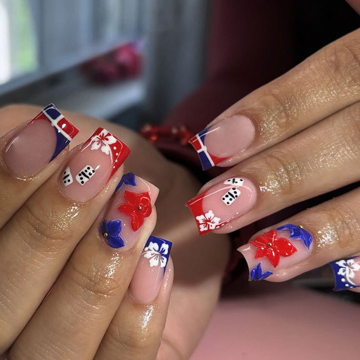 Floral-Themed 3D Acrylic Nail Art Extensions Kalsten