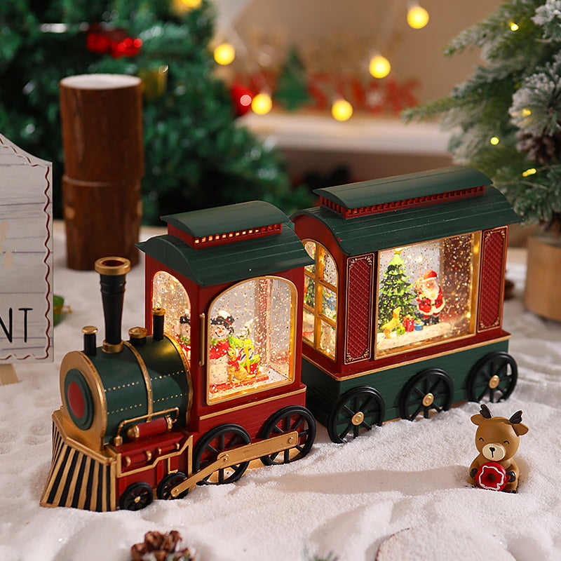 Nostalgic Christmas Train Lantern with Moving Santa Kalsten