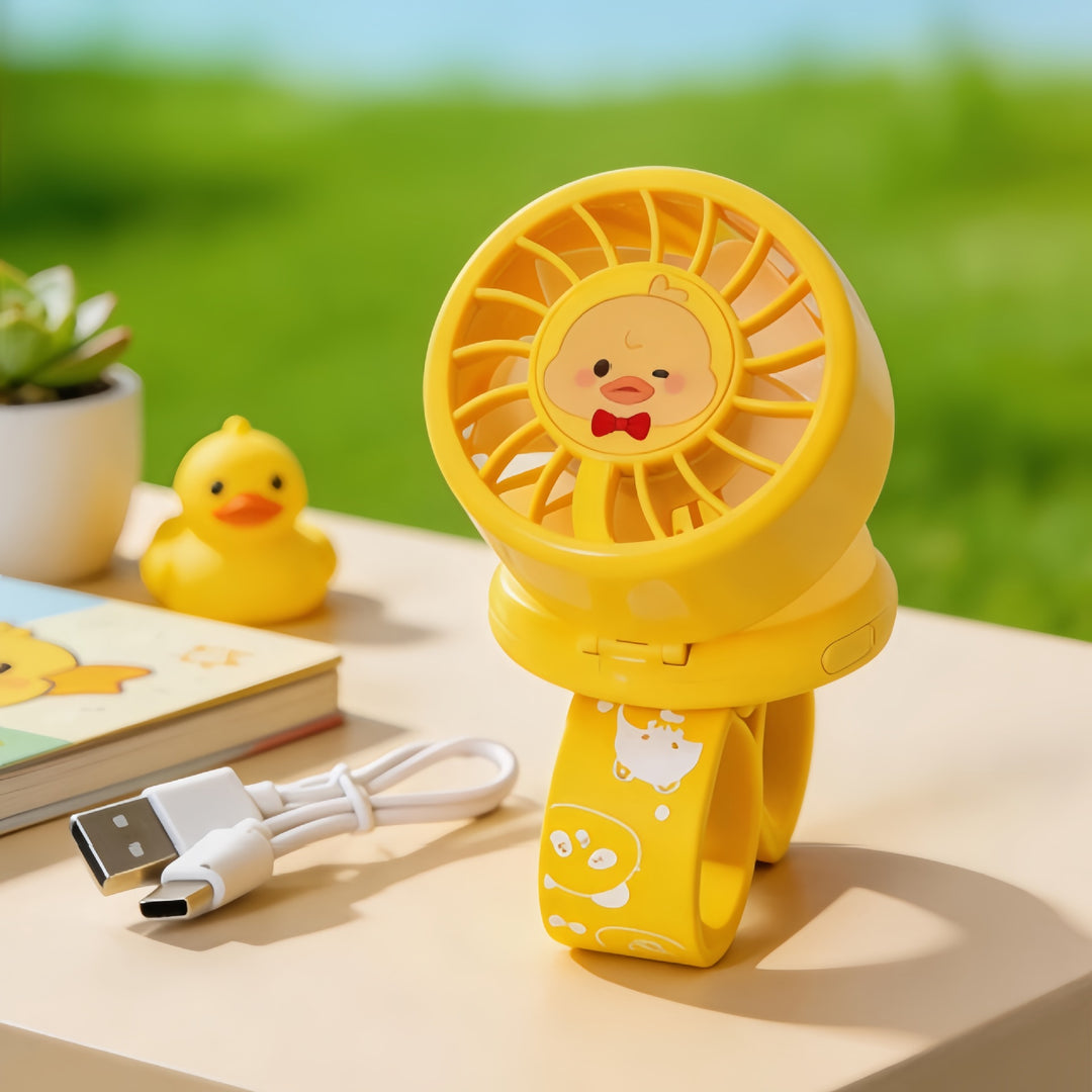 Women's Portable Hand Fan with Cute Animal Design and USB Charging Function Kalsten