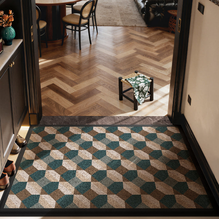 Textured Geometric Entrance Mat Kalsten
