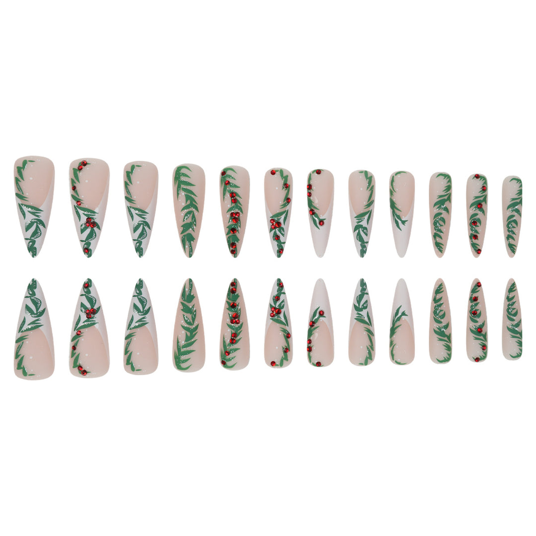 Premium Stiletto Press-On Nails with Holiday-Themed Design Kalsten