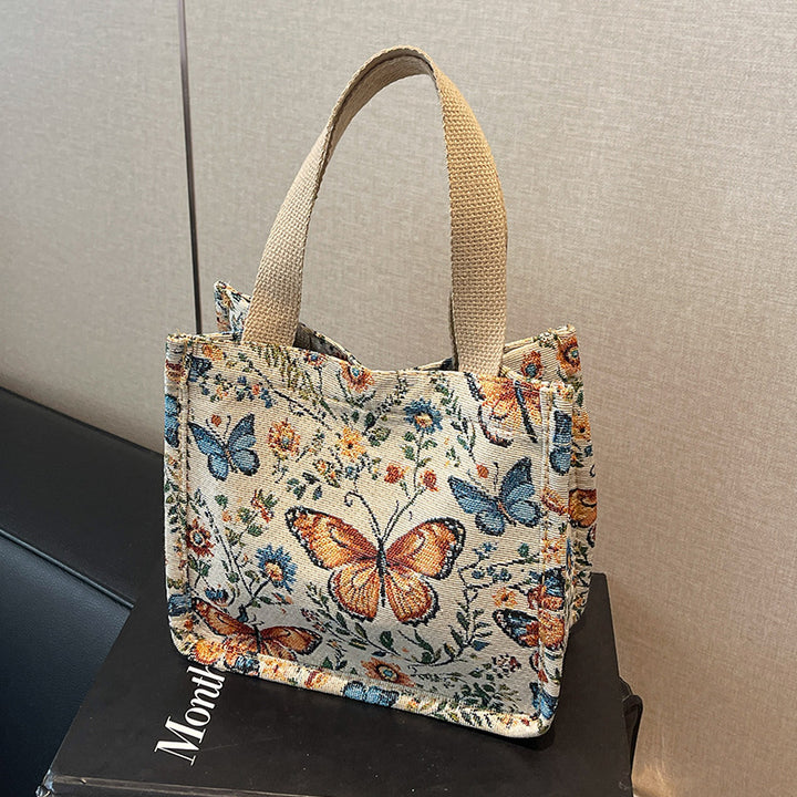 Floral Patterned Fabric Tote Bag