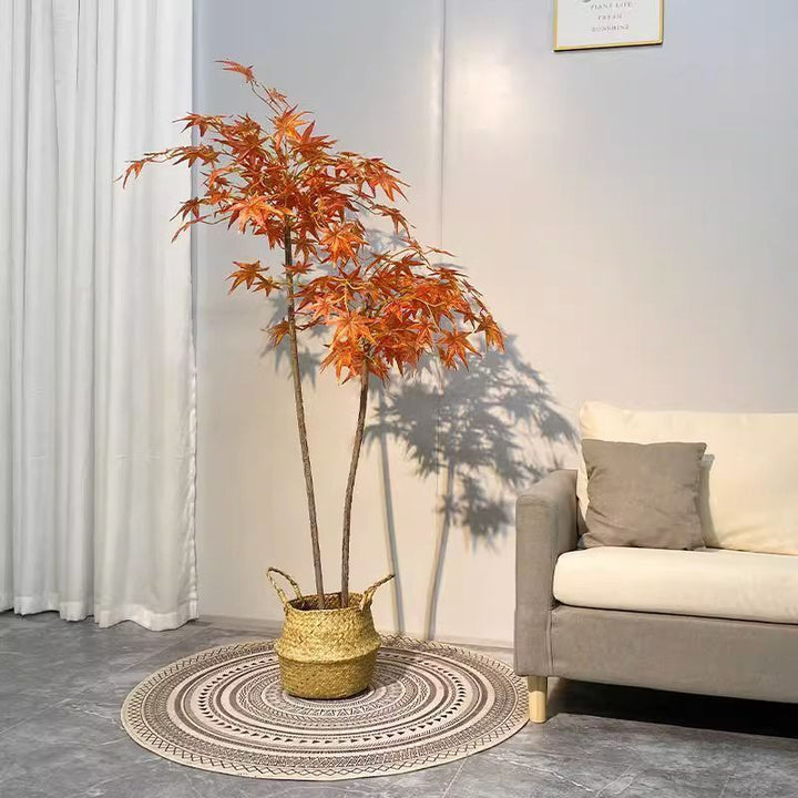 Lifelike Artificial Maple Tree with Decorative Basket