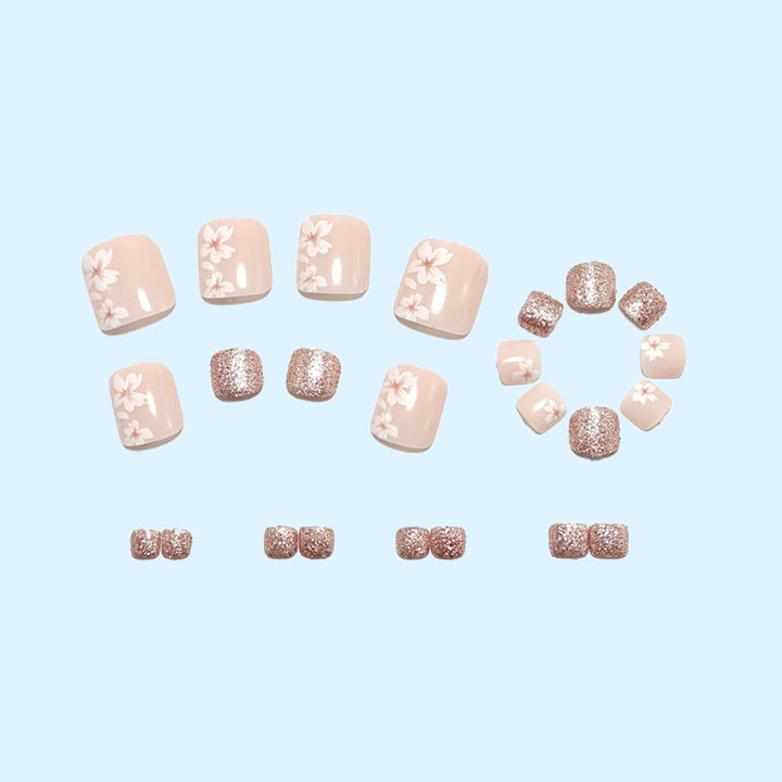 Fingernail art set with elegant floral design and glitter accents Kalsten