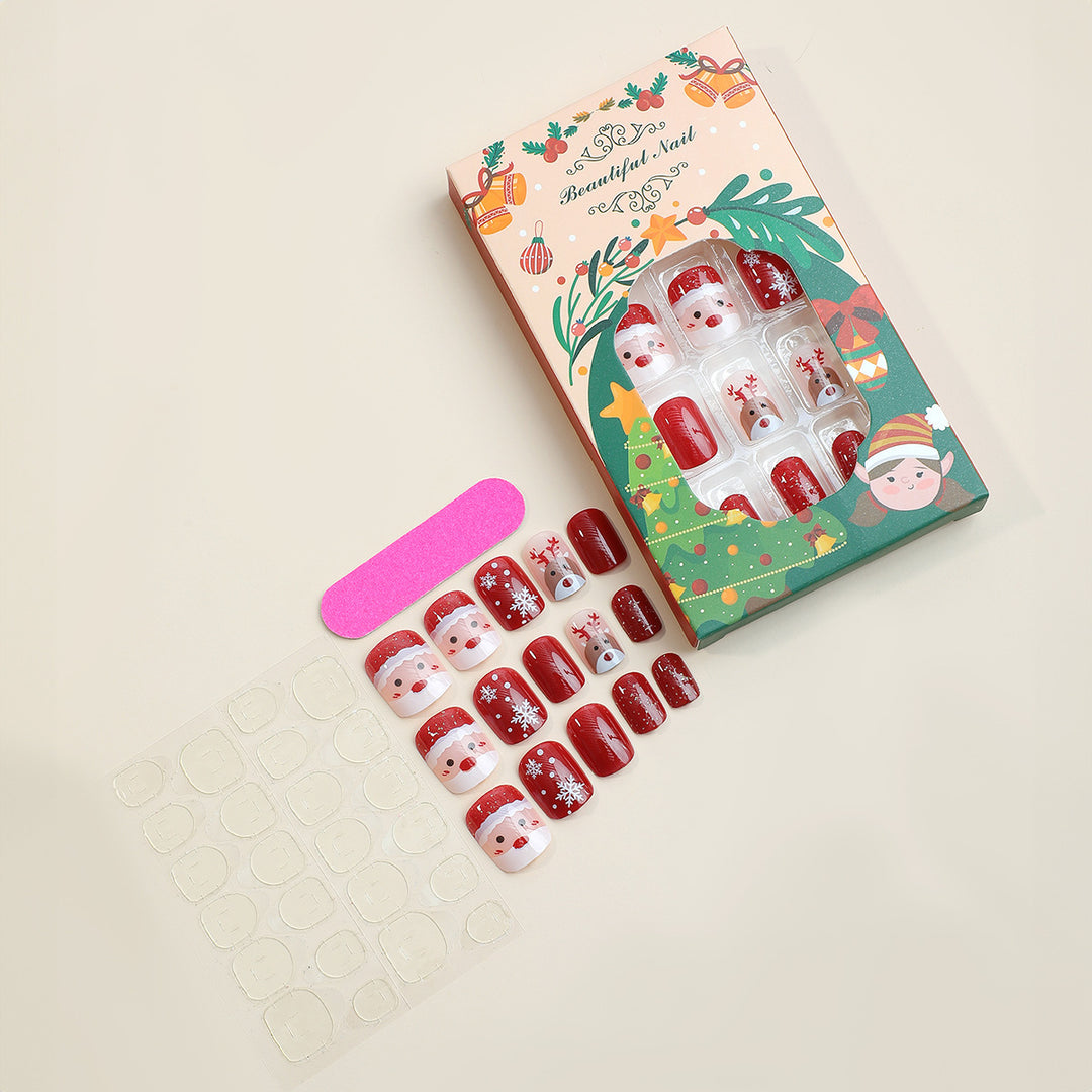 Festive Artificial Nail Set with Christmas Designs Kalsten