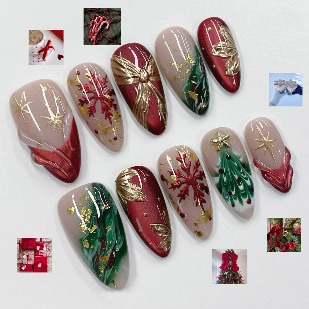 Artificial nail set with festive motifs Kalsten