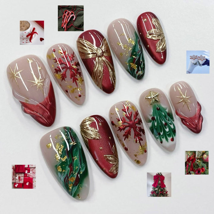 Artificial nail set with festive motifs Kalsten