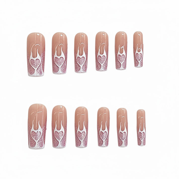 Heart Flames Press-On Nail Art Kalsten