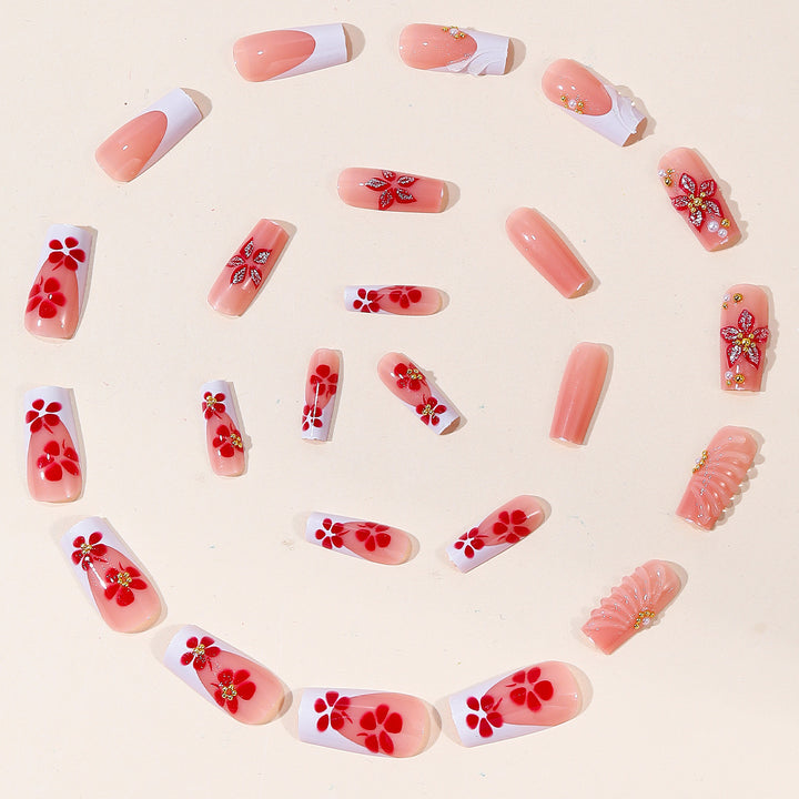 Elegant Floral Acrylic Nail Art Kalsten