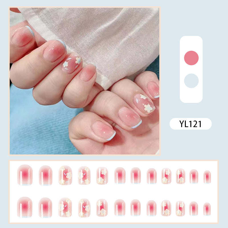 Artistic gel nails with delicate floral designs Kalsten