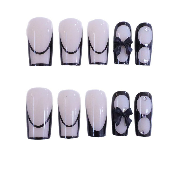 Elegant Black French Tip Press-On Nail Enhancements Kalsten