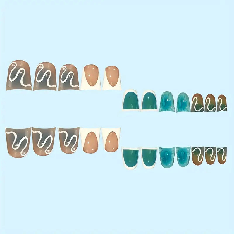 Artistic Abstract Press-On Nail Design Kalsten