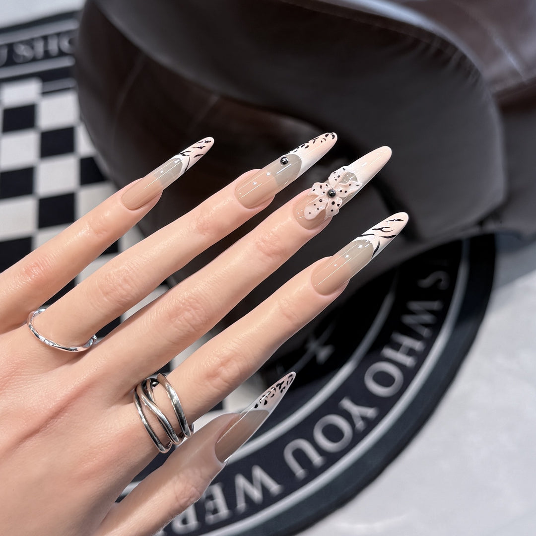 Artistic Stiletto Nail Art Set with Elegant Decorative Elements Kalsten