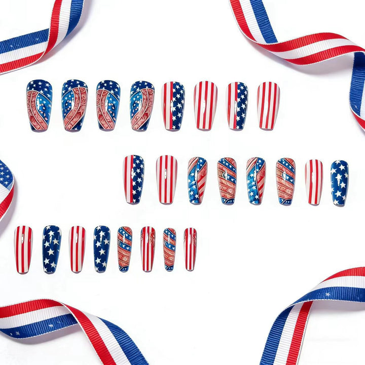 Patriotic Star and Stripes Nail Art Kalsten