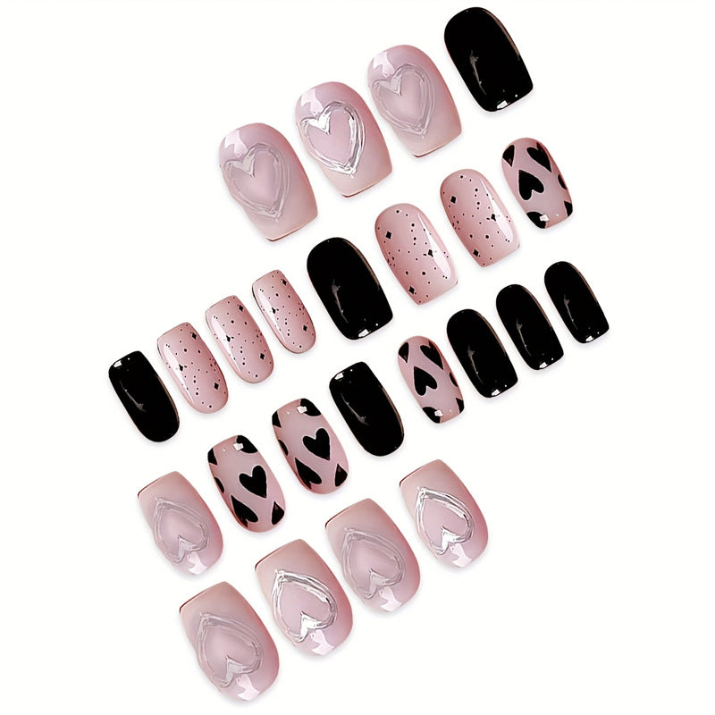 Artistic Heart-Themed Press-On Nail Set Kalsten