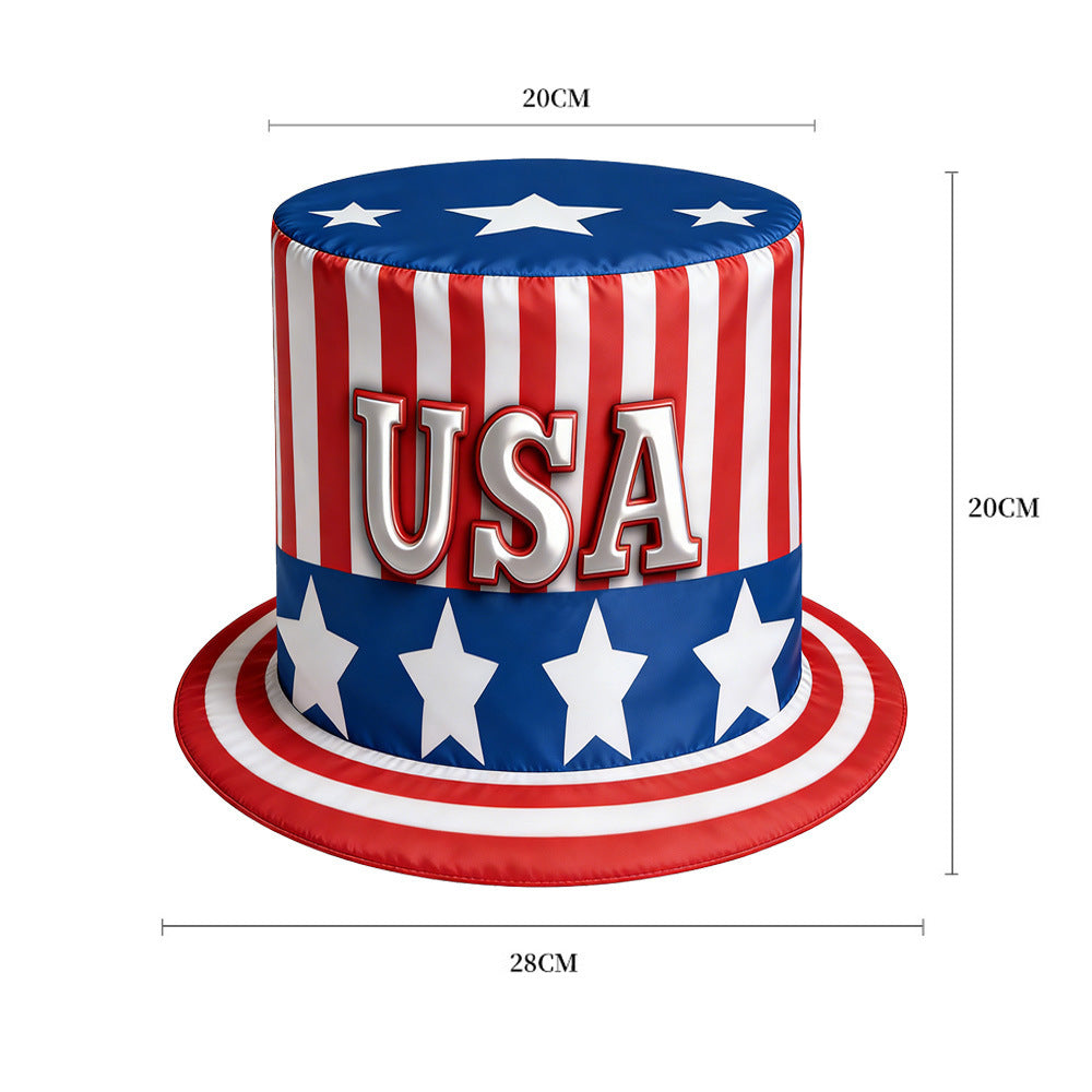 Unisex nano patriotic party top hat with Independence Day motif and lightweight polyester construction One size Kalsten