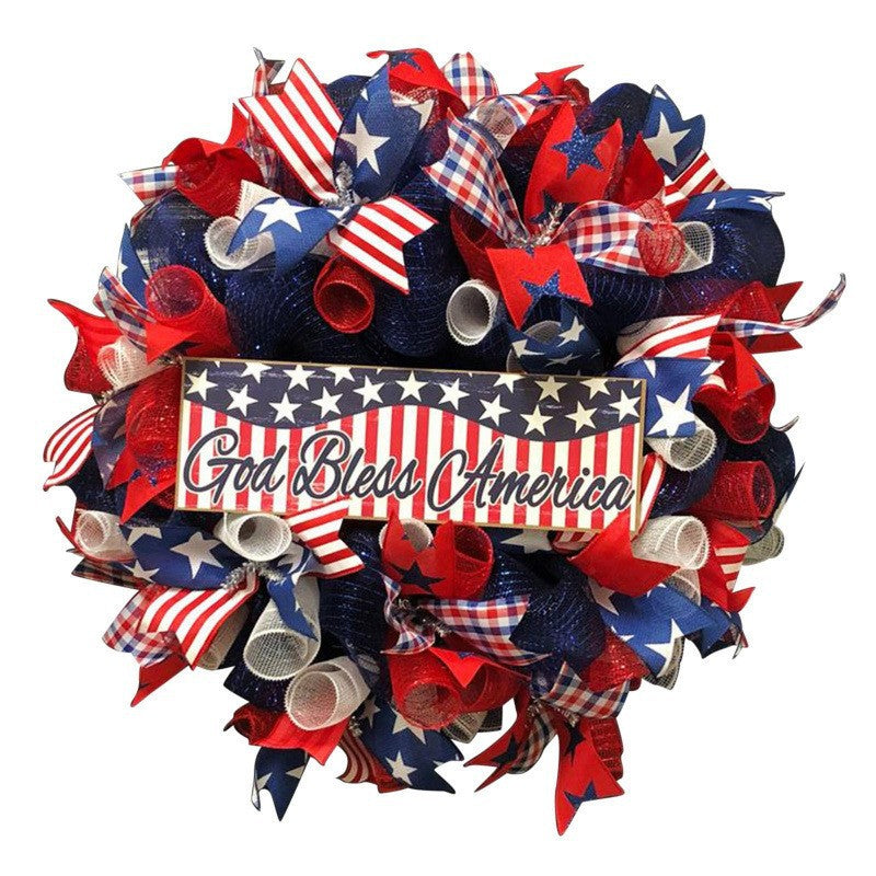 Unisex nan layered star wreath door decor with mixed ribbon bows and wooden accents Kalsten