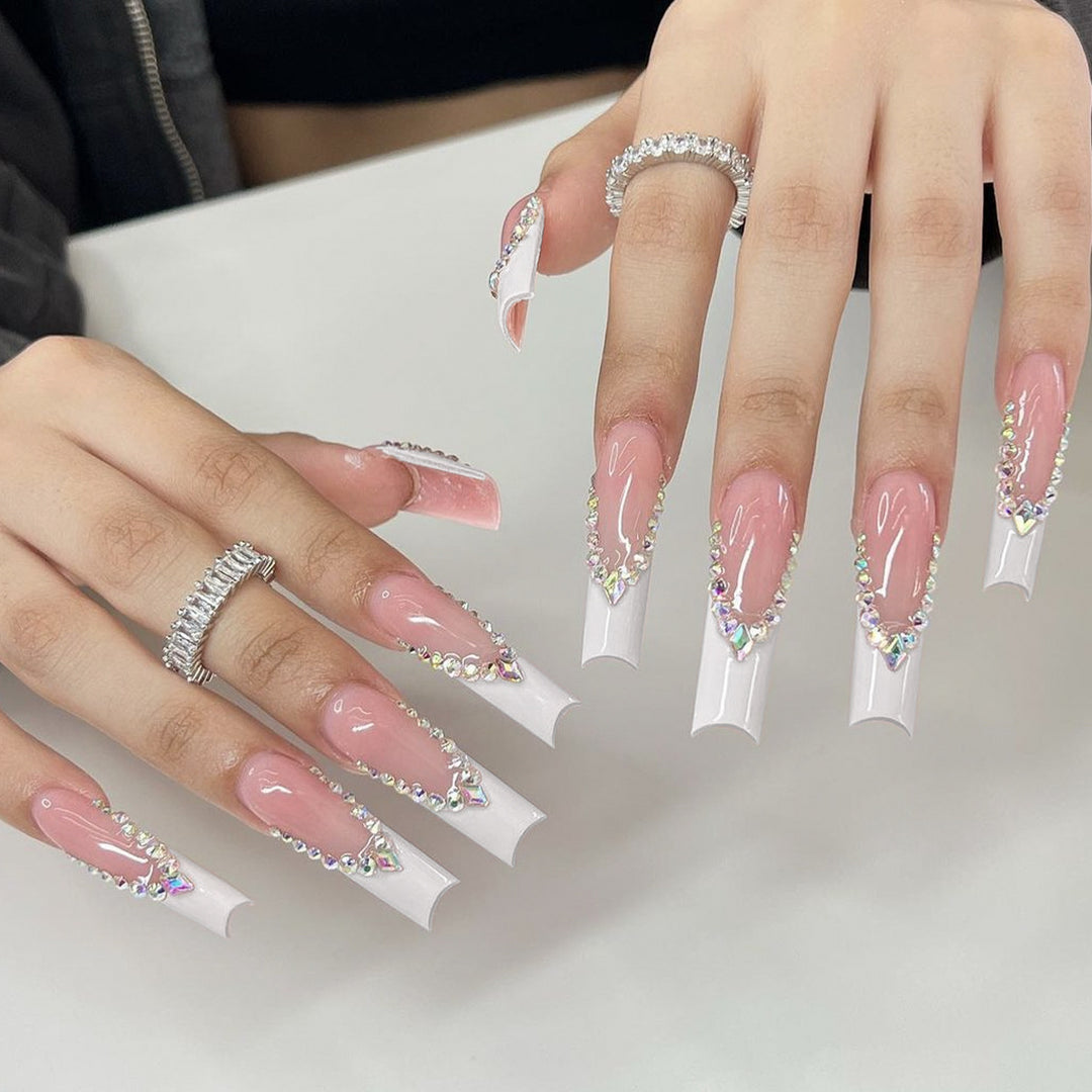 Elegant Crystal-Embellished Press-On Nail Design kalsten