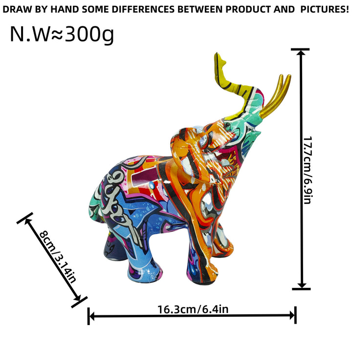 Artistic elephant figure with colorful design Kalsten