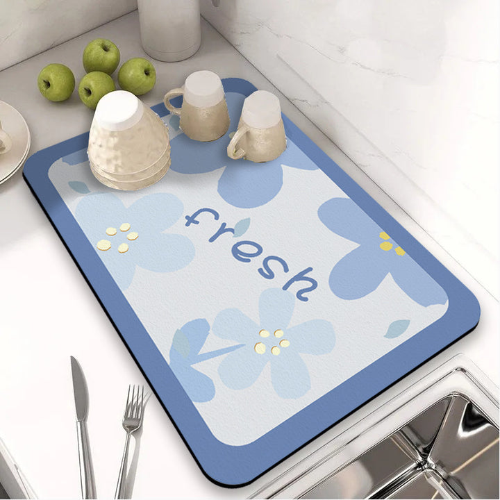 Floral-Themed Kitchen Counter Mat