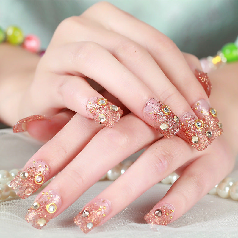 Artificial nails with elegant flower and rhinestone design Kalsten
