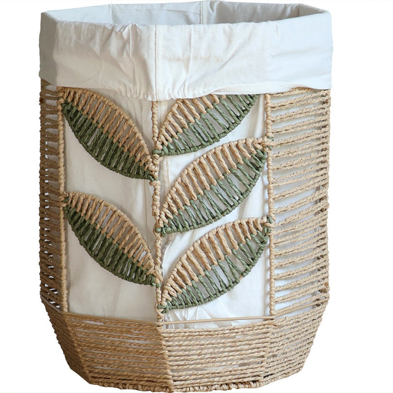 Rustic laundry basket with floral pattern Kalsten