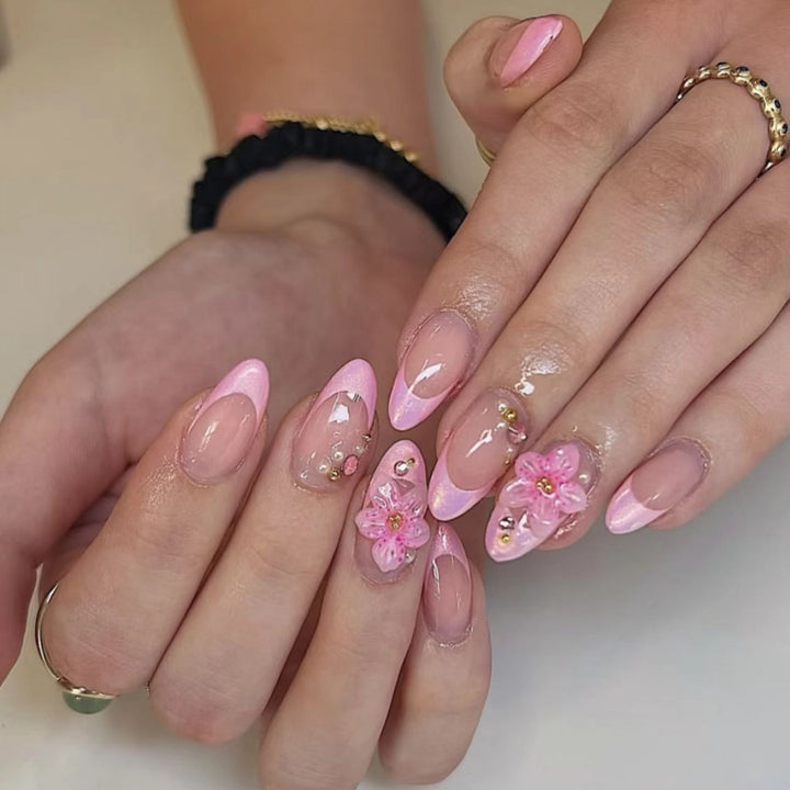 Press-On Nail Art Set with Floral Embellishments Kalsten