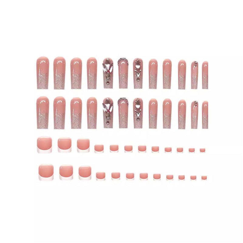 Glamorous Rhinestone-Detailed Press-On Nail Set Kalsten