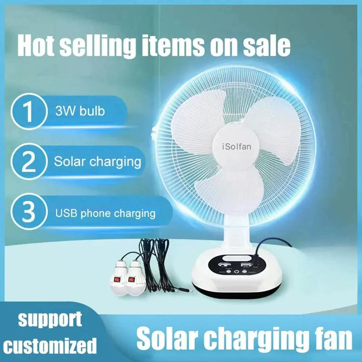 Ladies Solar-Powered Table Fan with LED Lighting Kalsten