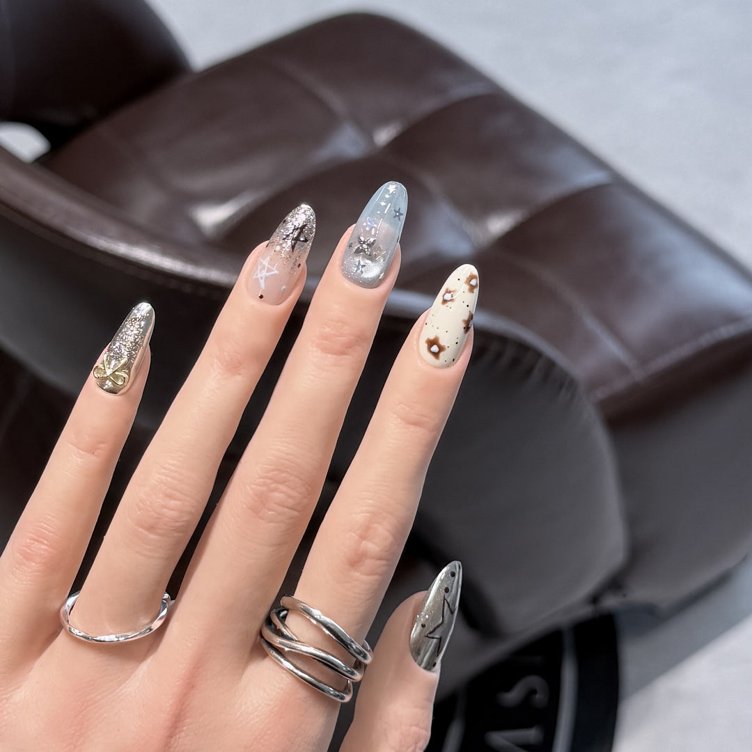 Artistic Stiletto Press-On Nail Set with Unique Aesthetic Designs Kalsten