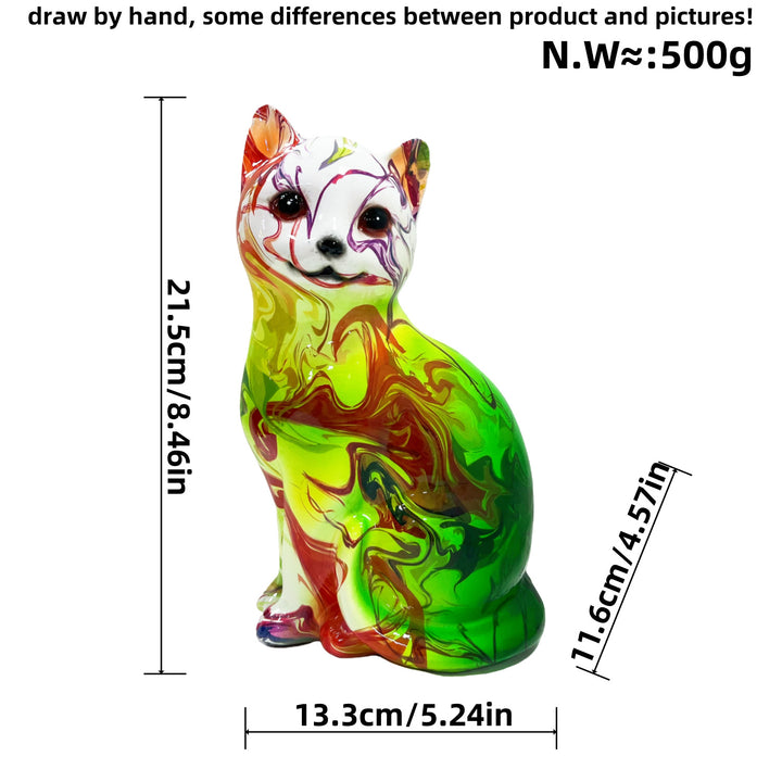 Artistic cat figurine in vibrant design Kalsten