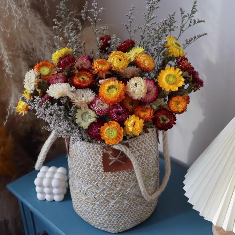 Elegant Artificial Floral Arrangement in Woven Basket