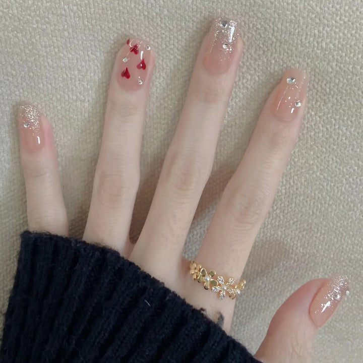 Romantic Heart-Themed Press-On Nail Set