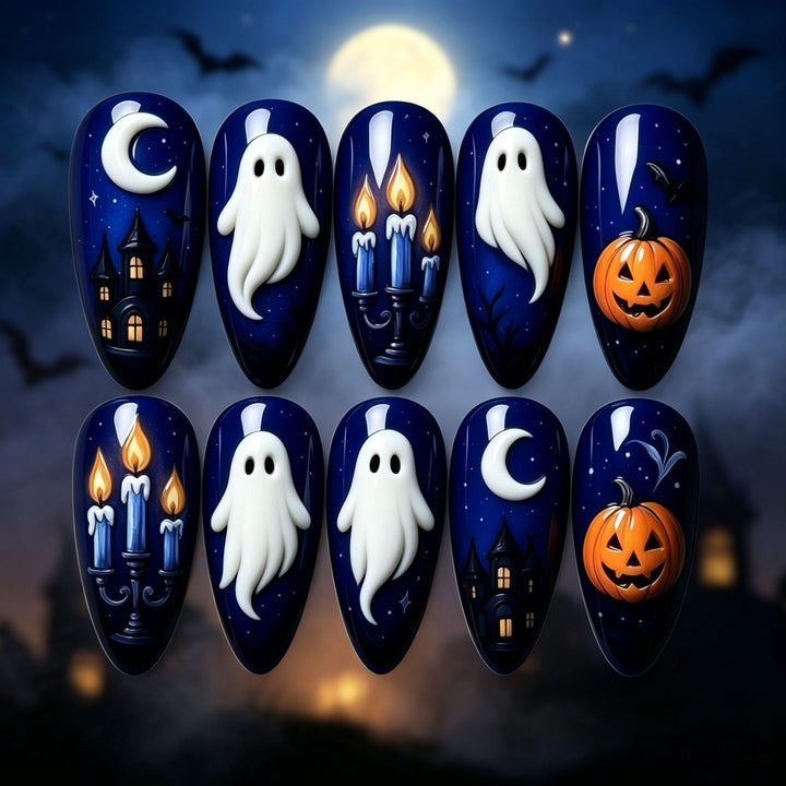 Artificial nails with spooky Halloween designs Kalsten