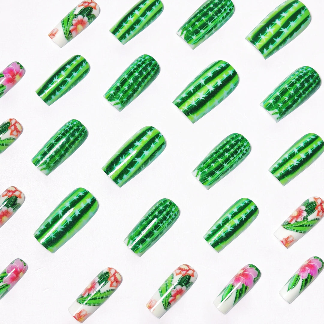 Decorative Floral Cactus Nail Art Kalsten