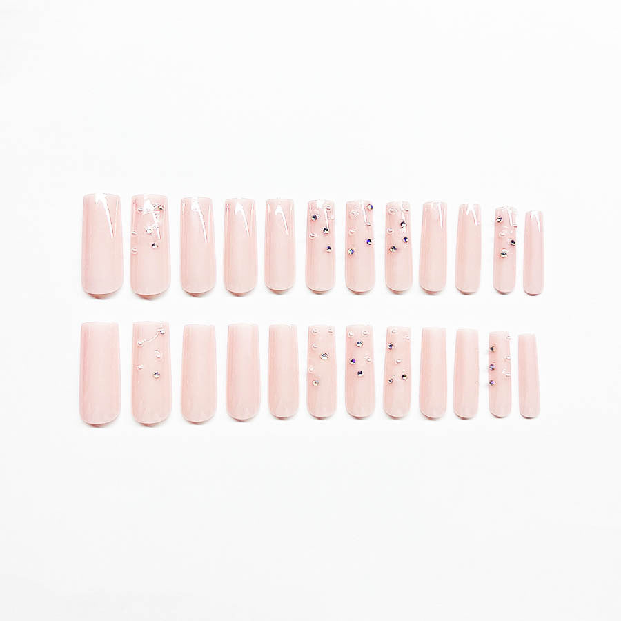 Acrylic nail set with sparkling rhinestone embellishments Kalsten