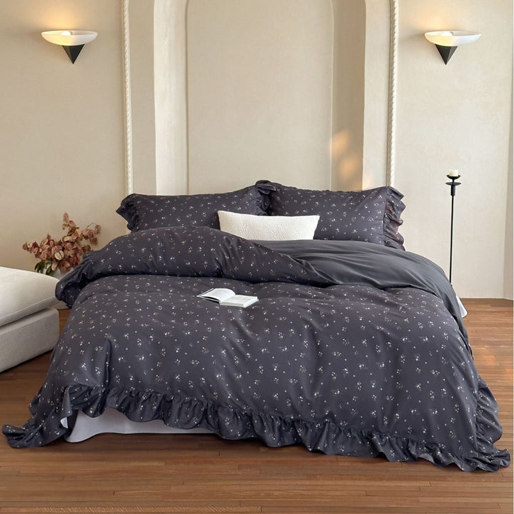 Duvet cover set made of cotton satin with Boho-Ethno pattern and reversible function