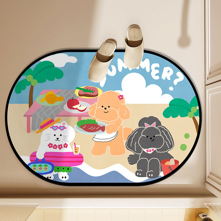 Playful Animal-Themed Decorative Bath Mat
