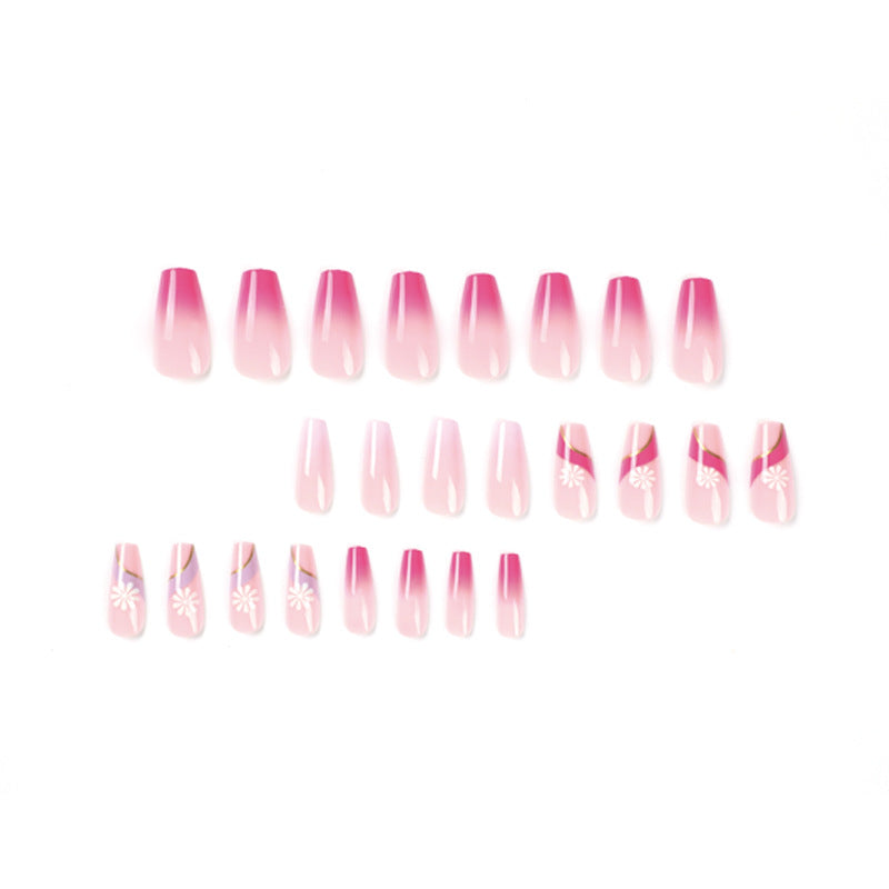 Artful nail extensions with colorful ombre design and floral accents Kalsten