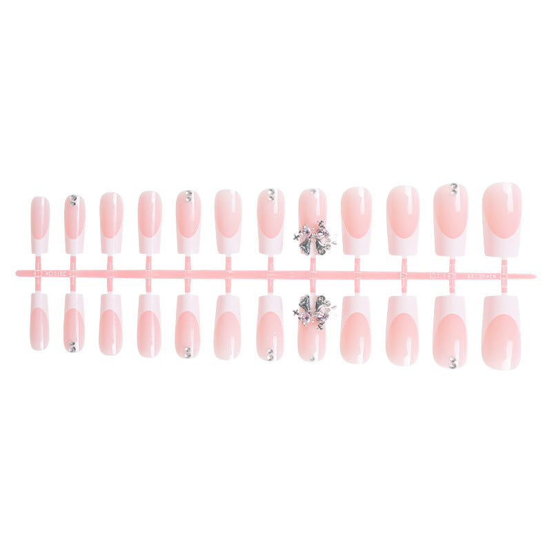 Elegant Decorative Press-On Nail Art Set with Rhinestone Accents kalsten