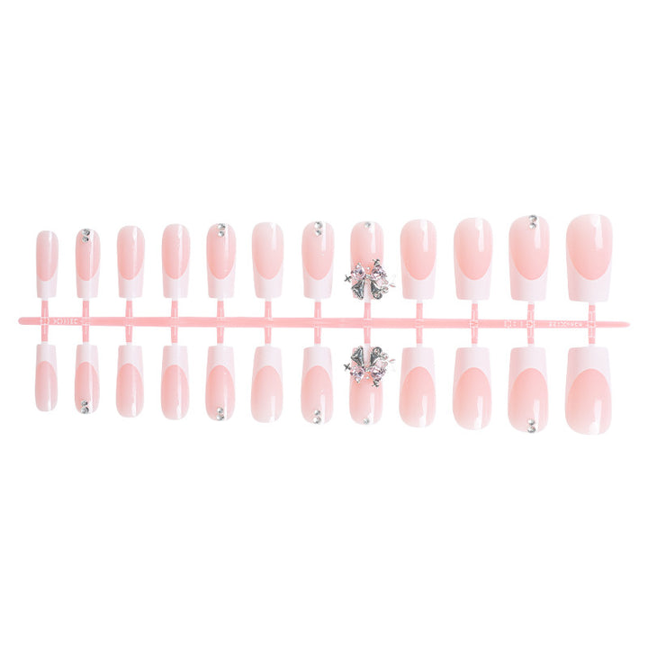 Elegant Decorative Press-On Nail Art Set with Rhinestone Accents kalsten