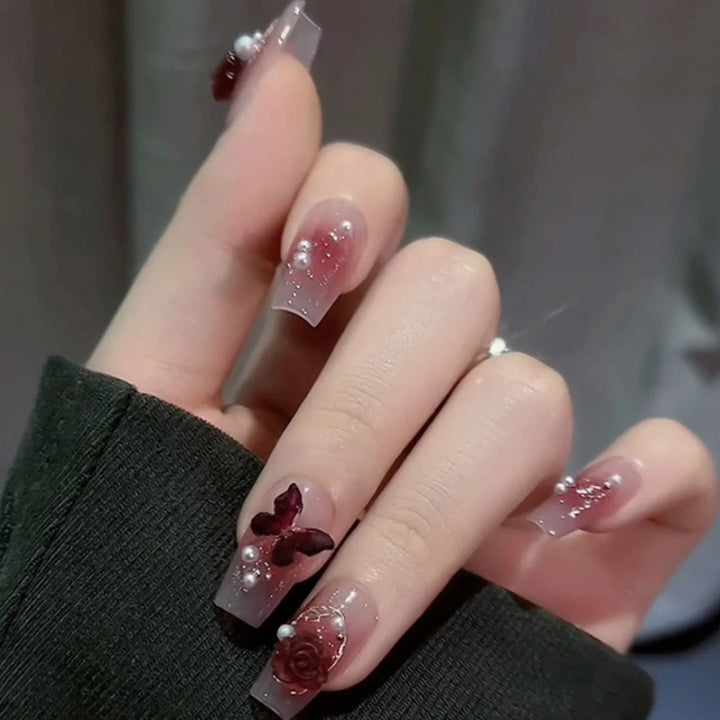 Decorative Stiletto Press-On Nails with Gemstone Accents Kalsten