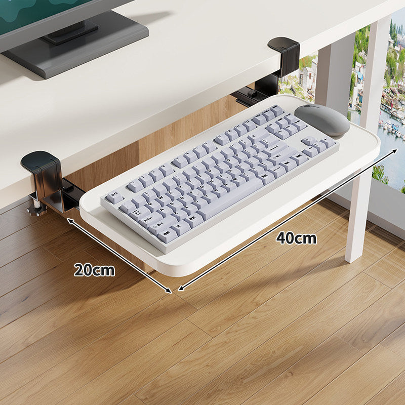 Clamp-Mounted Under-Desk Adjustable Bamboo Keyboard Tray