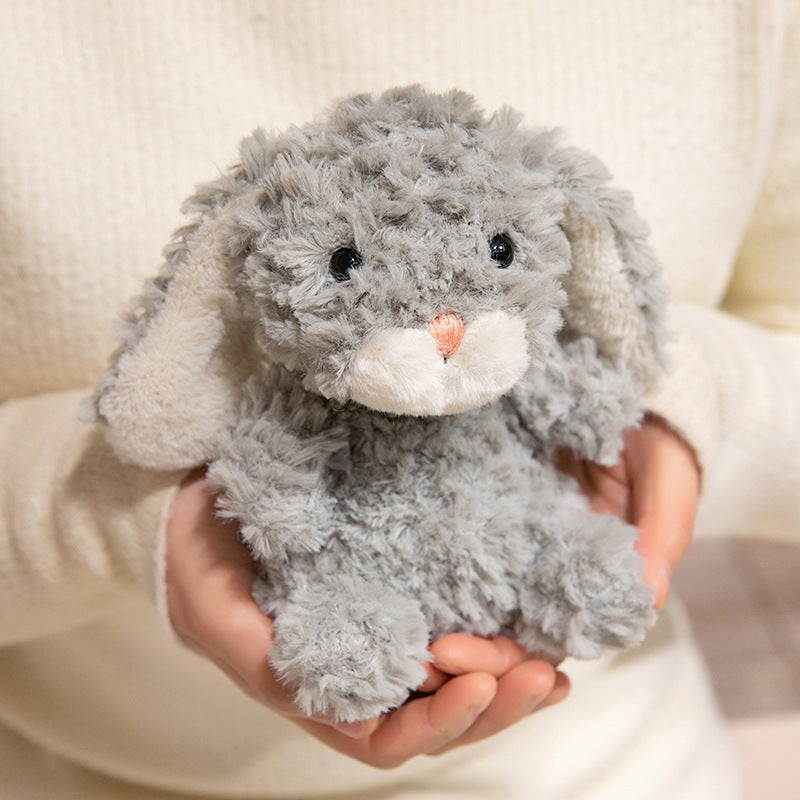 Plush Sitting Bunny Comforter with Microfiber Curly Fur Weighted Huggable Core & Embroidered Face Kalsten