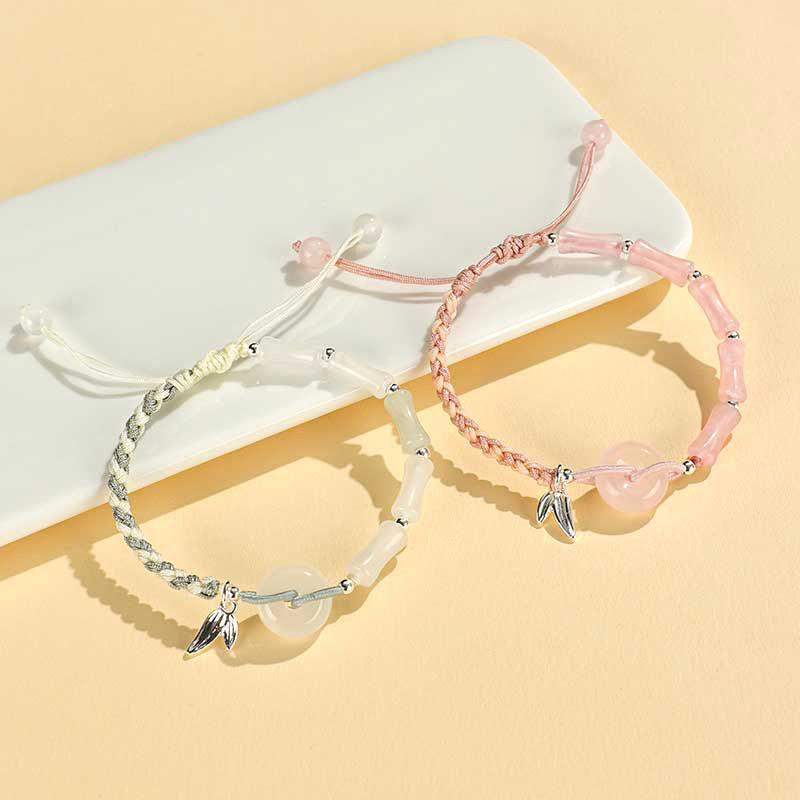 Adjustable Gemstone and Leaf Charm Bracelet Kalsten